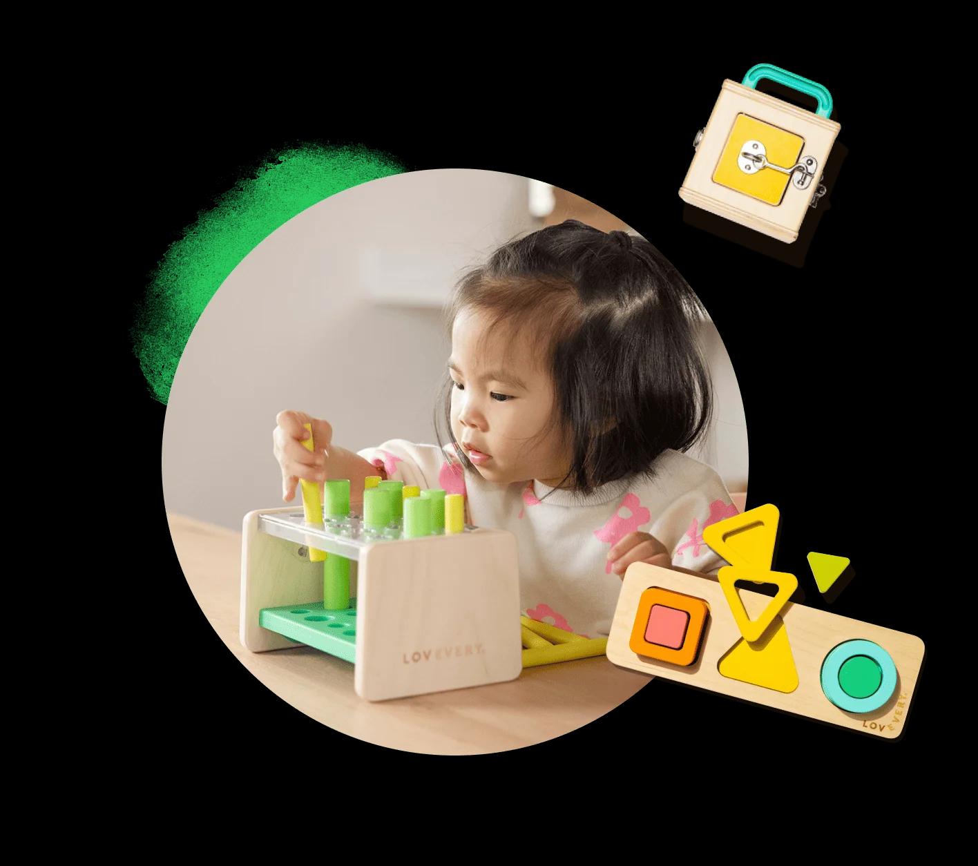 1-year old playing with toys from The Play Kits by Lovevery